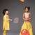 Yellow embroidered & solid chanderi lehenga choli & kurta pant brother sister matching combo
