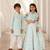 Blue mirror work georgette lehenga choli & kurta pyjama brother sister matching combo