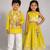 Lime green gota embroidered chanderi lehenga choli & kurta jacket brother sister matching combo