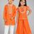 Orange embroidered silk palazzo set & kurta pyjama brother sister matching combo