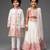White embroidered organza & raw silk lehenga choli & kurta pant brother sister matching combo