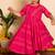 Pink handwoven & printed cotton anarkali set & kurta pyjama brother sister matching combo