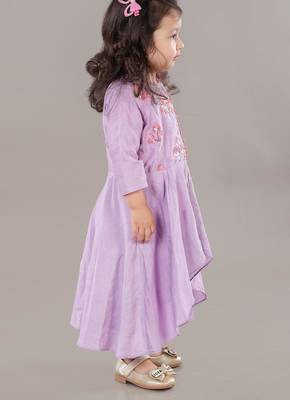 Lavender embroidered cotton silk anarkali set & kurta jacket brother sister matching combo 2