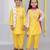 Mustard & white embroidered chanderi kurta set & kurta pant brother sister matching combo