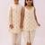 Off white printed chanderi dhoti kurta set & kurta pant brother sister matching combo