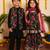 Black handwoven & printed cotton & rayon sharara set & kurta jacket brother sister matching combo
