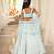 Blue mirror work georgette lehenga choli & kurta pyjama brother sister matching combo
