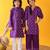 Purple printed silk & cotton palazzo set & kurta pyjama brother sister matching combo