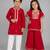Red embroidered silk palazzo set & kurta pyjama brother sister matching combo
