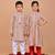 Peach printed cotton ethnic set & kurta pant brother sister matching combo