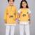 Yellow & white embroidered & printed cotton silk frock & kurta pyjama brother sister matching combo