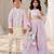 Pink & baby pink mirror work georgette sharara set & kurta jacket brother sister matching combo