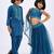 Blue embroidered & solid satin lehenga choli & kurta pant brother sister matching combo