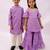 Purple printed chanderi sharara set & kurta pant brother sister matching combo