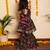 Black handwoven & printed cotton & rayon sharara set & kurta jacket brother sister matching combo