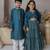 Blue handwoven cotton lehenga choli & kurta pyjama brother sister matching combo