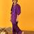 Purple printed silk & cotton palazzo set & kurta pyjama brother sister matching combo