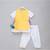 Yellow & white embroidered & printed cotton silk frock & kurta pyjama brother sister matching combo
