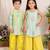 Sea green & mint green embroidered silk kurta set & kurta pant brother sister matching combo