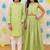 Green embroidered cotton co-ord set & kurta pyjama brother sister matching combo
