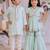 Sea green & blue embroidered silk sharara set & kurta pyjama brother sister matching combo