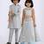 Grey embroidered & solid cotton silk lehenga choli & kurta pant brother sister matching combo