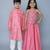 Pink handwoven cotton lehenga choli & kurta pyjama brother sister matching combo
