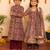 Brown handwoven organza anarkali set & kurta pyjama brother sister matching combo