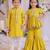 Mustard yellow & yellow embroidered silk sharara set & kurta pyjama brother sister matching combo