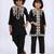 Black embroidered satin kurta set & kurta pant brother sister matching combo