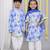 Blue & rose printed cotton kurta set & kurta pant brother sister matching combo