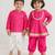 Pink printed & bandhani cotton kurta salwar set & dhoti kurta brother sister matching combo