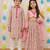 Pink embroidered cotton lehenga choli & kurta pyjama brother sister matching combo
