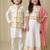 White handwoven cotton lehenga choli & kurta pyjama brother sister matching combo