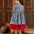 Red & blue printed cotton anarkali set & kurta pyjama brother sister matching combo