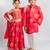 Red printed cotton lehenga choli & kurta pant brother sister matching combo