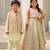 Green & pista green embroidered georgette lehenga choli & kurta jacket brother sister matching combo