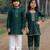 Green embroidered & solid cotton kurta set & kurta pant brother sister matching combo