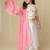 White handwoven cotton lehenga choli & kurta pyjama brother sister matching combo