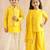 Yellow embroidered viscose palazzo set & kurta jacket brother sister matching combo