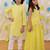 Yellow printed & embroidered cotton sharara set & kurta pyjama brother sister matching combo