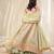 Green & pista green embroidered georgette lehenga choli & kurta jacket brother sister matching combo