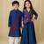 Gold handwoven cotton sharara set & kurta pyjama brother sister matching combo