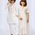 White solid & embroidered organza & satin kurta set & kurta pant brother sister matching combo
