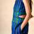 Blue & green printed silk jumpsuit & shirt brother sister matching combo