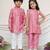 Dusty pink embroidered chanderi kurta set & kurta pant brother sister matching combo