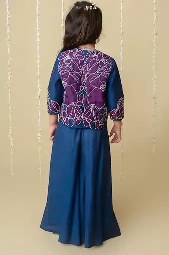 Gold handwoven cotton sharara set & kurta pyjama brother sister matching combo