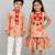 Beige embroidered cotton silk sharara set & kurta pyjama brother sister matching combo