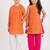 Pink & orange embroidered & solid cotton kurta set & kurta pant brother sister matching combo