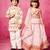 Pink embroidered & printed organza lehenga choli & kurta jacket brother sister matching combo